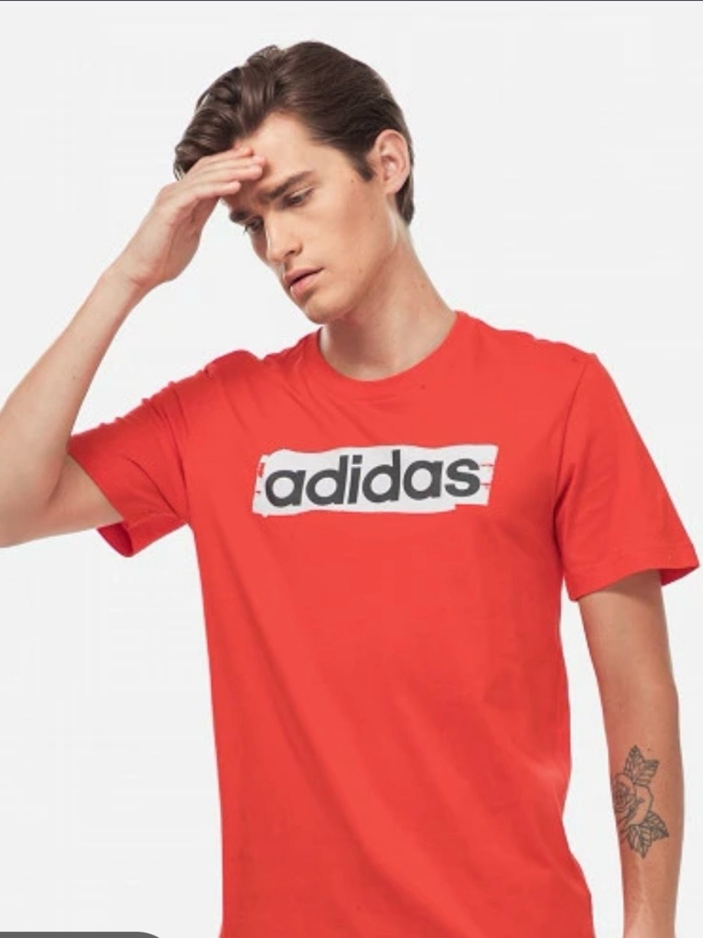 adidas Red Short Sleeve Logo Crew Tee